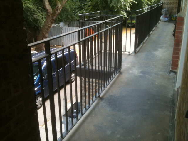 New balustrade on one of the walkways at East Dulwich, Durkan Construction site.