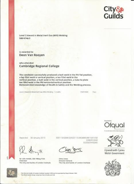 MIG welding qualifications